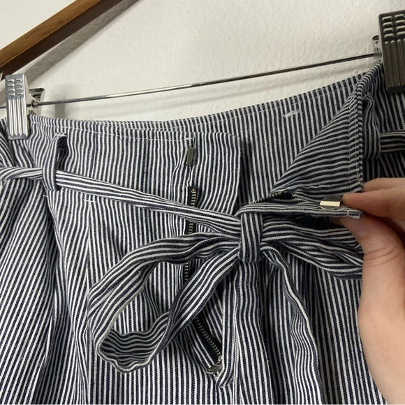Tie Waist Striped Shorts High Waist Casual Trouser Shorts Size Medium - Picture 5 of 16